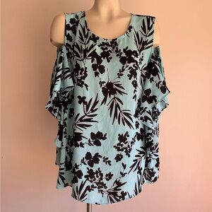 #40 2x floral Cold Shoulder Top Worthington brand